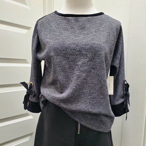 CHARTER CLUB Womens Black Heather 3/4 Sleeve T-Shirt Petites Size: PET/SM